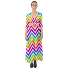 Bright Chevron Button Up Boho Maxi Dress by GardenOfOphir