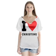 I Love Christine V-neck Flutter Sleeve Top by ilovewhateva