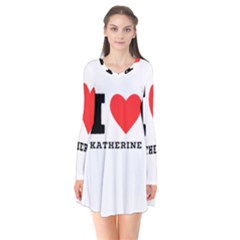 I Love Katherine Long Sleeve V-neck Flare Dress by ilovewhateva