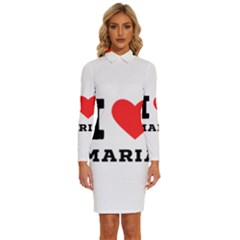 I Love Maria Long Sleeve Shirt Collar Bodycon Dress by ilovewhateva