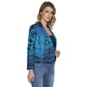 Artificial Intelligence Network Blue Art Women s Long Sleeve Revers Collar Cropped Jacket View3