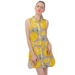 Lemon Background Lemon Wallpaper Sleeveless Shirt Dress by Semog4