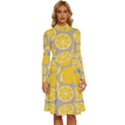 Lemon Background Lemon Wallpaper Long Sleeve Shirt Collar A-Line Dress View1