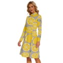 Lemon Background Lemon Wallpaper Long Sleeve Shirt Collar A-Line Dress View2