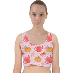 Pumpkin Tea Cup Pie Dessert Velvet Racer Back Crop Top by Semog4