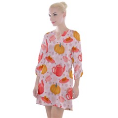 Pumpkin Tea Cup Pie Dessert Open Neck Shift Dress by Semog4