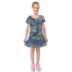 Elemental Beauty Abstract Print Kids  Short Sleeve Velvet Dress by dflcprintsclothing