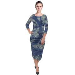 Elemental Beauty Abstract Print Quarter Sleeve Midi Velour Bodycon Dress by dflcprintsclothing