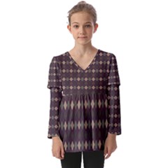 Pattern 254 Kids  V Neck Casual Top by GardenOfOphir