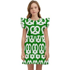 Green Pretzel Illustrations Pattern Kids  Winged Sleeve Dress by GardenOfOphir