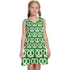 Green Pretzel Illustrations Pattern Kids  Sleeveless Tiered Mini Dress by GardenOfOphir