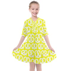 Yellow Pretzel Illustrations Pattern Kids  All Frills Chiffon Dress by GardenOfOphir