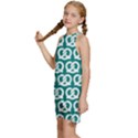 Teal Pretzel Illustrations Pattern Kids  Halter Collar Waist Tie Chiffon Dress View2