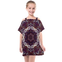 Rosette Kaleidoscope Mosaic Abstract Background Kids  One Piece Chiffon Dress by Jancukart