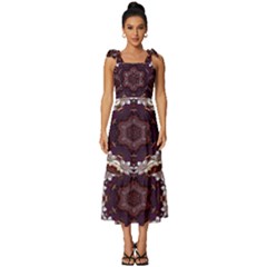 Rosette Kaleidoscope Mosaic Abstract Background Tie-strap Tiered Midi Chiffon Dress by Jancukart