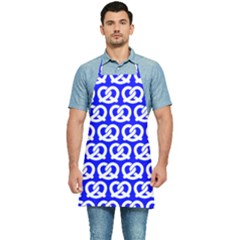 Blue Pretzel Illustrations Pattern Kitchen Apron by GardenOfOphir