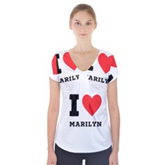 I Love Marilyn Short Sleeve Front Detail Top by ilovewhateva