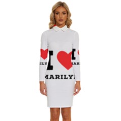 I Love Marilyn Long Sleeve Shirt Collar Bodycon Dress by ilovewhateva