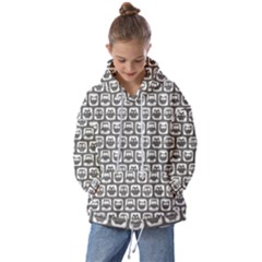 Gray And White Owl Pattern Kids  Oversized Hoodie by GardenOfOphir