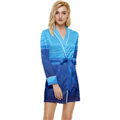 Ai Generated Ocean Sea Fish Underwater Water Long Sleeve Satin Robe by Ravend