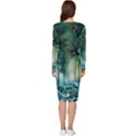 Trees Forest Mystical Forest Nature Long Sleeve V-Neck Bodycon Dress  View4