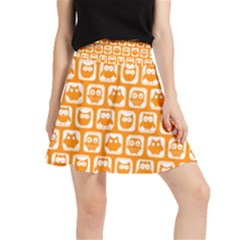 Yellow And White Owl Pattern Waistband Skirt by GardenOfOphir