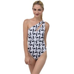 Chooper Motorcycle Drawing Motif Pattern To One Side Swimsuit by dflcprintsclothing