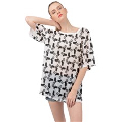 Chooper Motorcycle Drawing Motif Pattern Oversized Chiffon Top by dflcprintsclothing