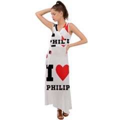 I Love Philip V-neck Chiffon Maxi Dress by ilovewhateva