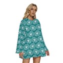 Gerbera Daisy Vector Tile Pattern Round Neck Long Sleeve Bohemian Style Chiffon Mini Dress View3