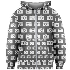 Modern Chic Vector Camera Illustration Pattern Kids  Zipper Hoodie Without Drawstring by GardenOfOphir