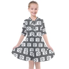 Modern Chic Vector Camera Illustration Pattern Kids  All Frills Chiffon Dress by GardenOfOphir