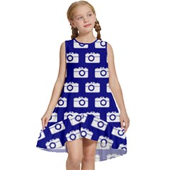 Modern Chic Vector Camera Illustration Pattern Kids  Frill Swing Dress by GardenOfOphir