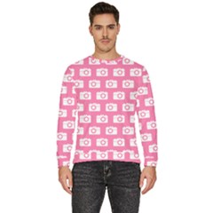 Pink Modern Chic Vector Camera Illustration Pattern Men s Fleece Sweatshirt by GardenOfOphir