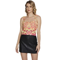 Trendy Chic Modern Chevron Pattern Flowy Camisole Tie Up Top by GardenOfOphir