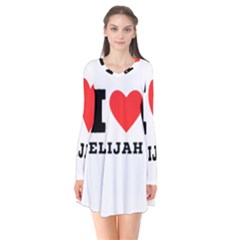 I Love Elijah Long Sleeve V-neck Flare Dress by ilovewhateva