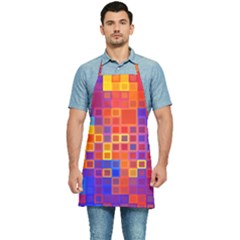 Squares Geometric Colorful Fluorescent Kitchen Apron by Jancukart