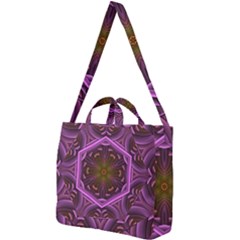 Rosette Mosaic Kaleidoscope Abstract Background Square Shoulder Tote Bag by Jancukart