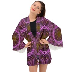 Rosette Mosaic Kaleidoscope Abstract Background Long Sleeve Kimono by Jancukart