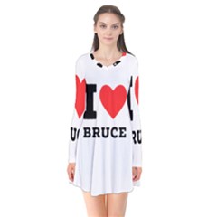 I Love Bruce Long Sleeve V-neck Flare Dress by ilovewhateva