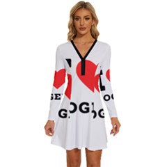 I Love Roger Long Sleeve Deep V Mini Dress  by ilovewhateva