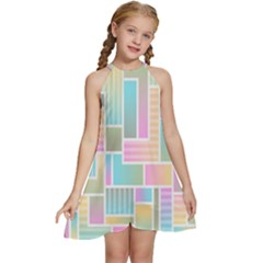 Color-blocks Kids  Halter Collar Waist Tie Chiffon Dress by nateshop