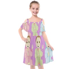 Happy 02 Kids  Cut Out Shoulders Chiffon Dress by nateshop