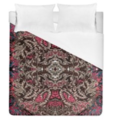 Pink Brown Liquify Repeats Iii Duvet Cover (queen Size) by kaleidomarblingart