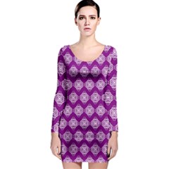 Abstract Knot Geometric Tile Pattern Long Sleeve Bodycon Dress by GardenOfOphir