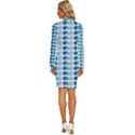 Blue Green Leaf Pattern Long Sleeve Shirt Collar Bodycon Dress View4