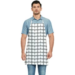 Gray And White Leaf Pattern Kitchen Apron by GardenOfOphir