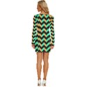 Modern Retro Chevron Patchwork Pattern Long Sleeve Square Neck Bodycon Velvet Dress View4