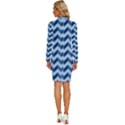 Modern Retro Chevron Patchwork Pattern Long Sleeve Shirt Collar Bodycon Dress View4