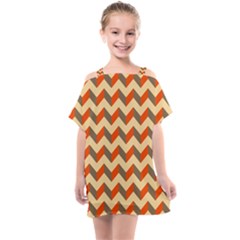 Modern Retro Chevron Patchwork Pattern Kids  One Piece Chiffon Dress by GardenOfOphir